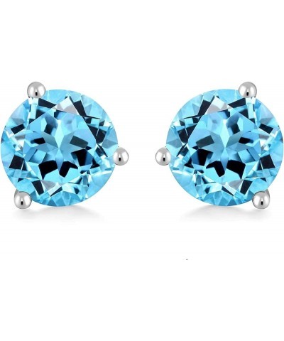 925 Sterling Silver Simulated Gemstone Birthstone Stud Earrings for Women, 1 ct and 6.5 mm Mar - Aquamarine $12.74 Earrings