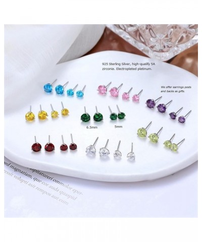 925 Sterling Silver Simulated Gemstone Birthstone Stud Earrings for Women, 1 ct and 6.5 mm Mar - Aquamarine $12.74 Earrings