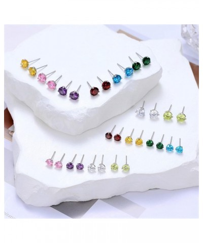 925 Sterling Silver Simulated Gemstone Birthstone Stud Earrings for Women, 1 ct and 6.5 mm Mar - Aquamarine $12.74 Earrings