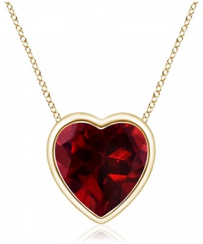 Natural Garnet Solitaire Heart Pendant Necklace for Women, Girls in 14K Solid Gold/Platinum | January Birthstone | Jewelry Gi...