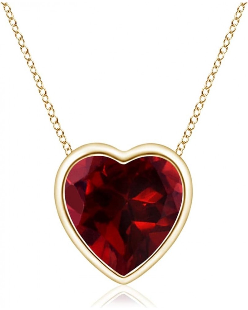 Natural Garnet Solitaire Heart Pendant Necklace for Women, Girls in 14K Solid Gold/Platinum | January Birthstone | Jewelry Gi...