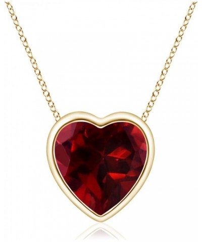 Natural Garnet Solitaire Heart Pendant Necklace for Women, Girls in 14K Solid Gold/Platinum | January Birthstone | Jewelry Gi...