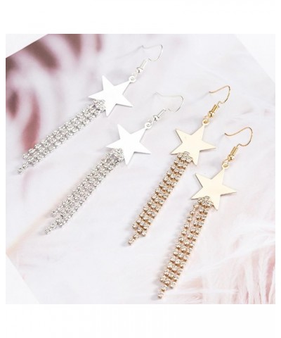 Star Tassel Earrings for Women Gold Star Drop Earrings Gold Ear Cuff Earrings Lucky Star Dangling Earrings Boho Star Stud Ear...