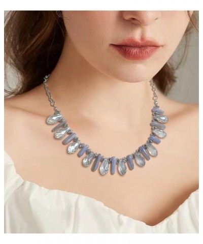 Layered Beaded Necklaces for Women Chunky Statement Necklace Silver Chain Fashion Jewelry Gift for Her 11-Light blue $6.71 Ne...