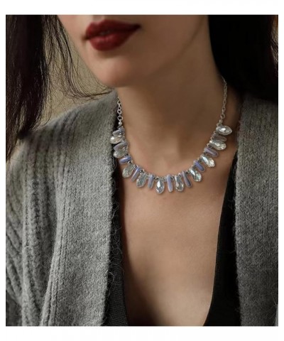 Layered Beaded Necklaces for Women Chunky Statement Necklace Silver Chain Fashion Jewelry Gift for Her 11-Light blue $6.71 Ne...