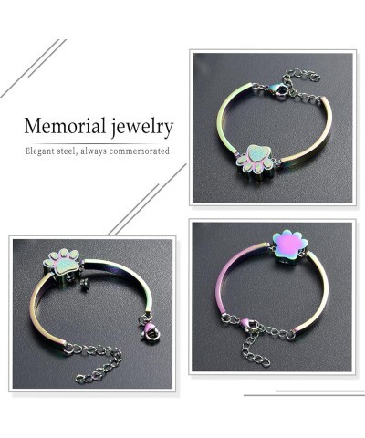 Stainless Steel Paw Print Urn Bracelet Memorial Ash Keepsake Cremation Jewelry Dog Ashes Bracelet Colorful $10.75 Necklaces