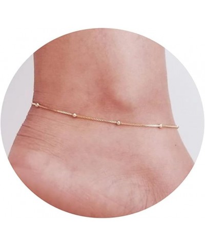 Anklet for Women 14K Gold Plated Ankle Bracelets Silver Anklet Waterproof Pearl Cubic Zirconia Rhinestone Heart Beads Herring...