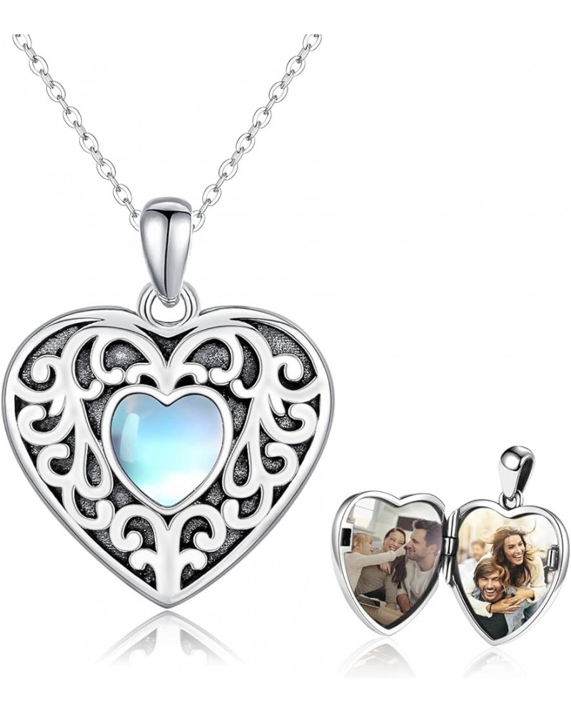 Heart Pendant Locket Necklace 925 Sterling Silver Personalized Locket Necklace That Holds Pictures Photo Memorial Memory Jewe...