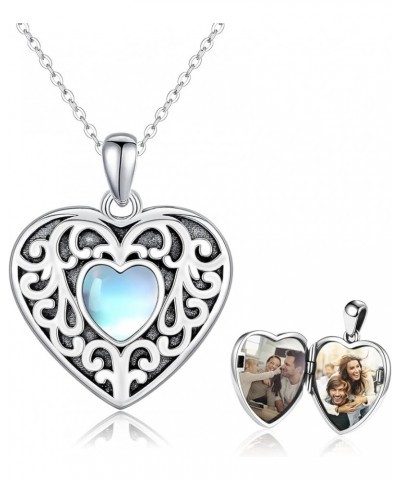 Heart Pendant Locket Necklace 925 Sterling Silver Personalized Locket Necklace That Holds Pictures Photo Memorial Memory Jewe...