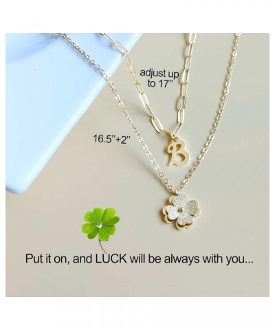 Non Tarnish Lucky Clover Flower Initial Necklaces for Teen Girls Women Trendy, Dainty Layered Cute Letter Pendant Necklace 18...