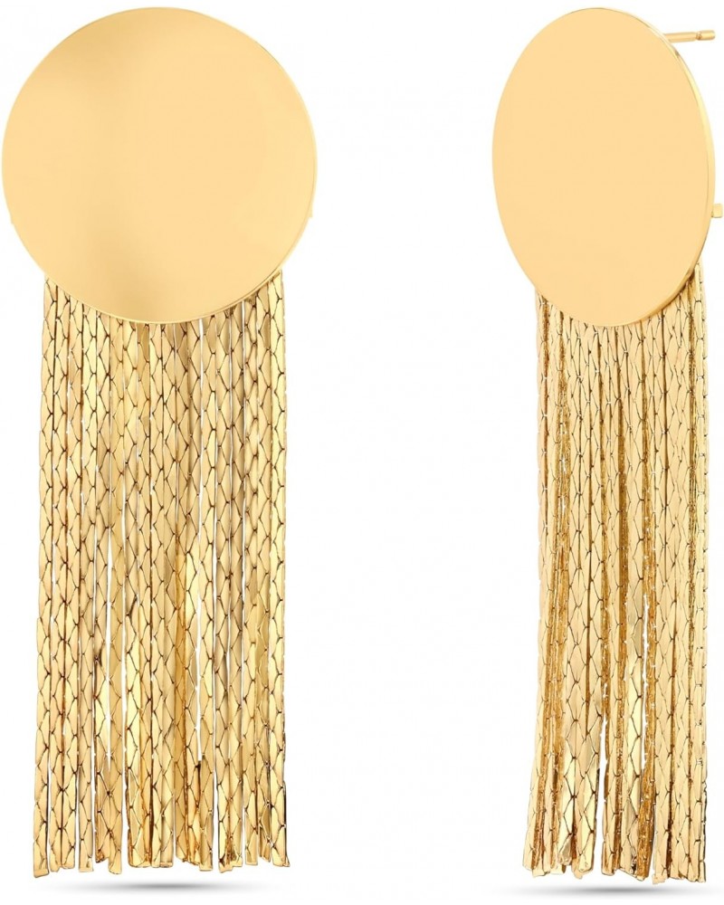 Chunky 18K Gold Plated Dangle Circular Tassel Earrings for Women, Large Drop Boho Statement Jewelry Gifts for Girls $9.74 Ear...