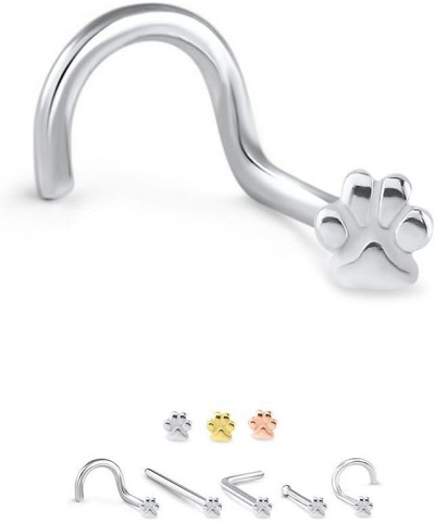 316L Surgical Steel Nose Stud Ring Paw Print Choose Your Color & Style 20G Steel-Nose Bone $10.61 Body Jewelry