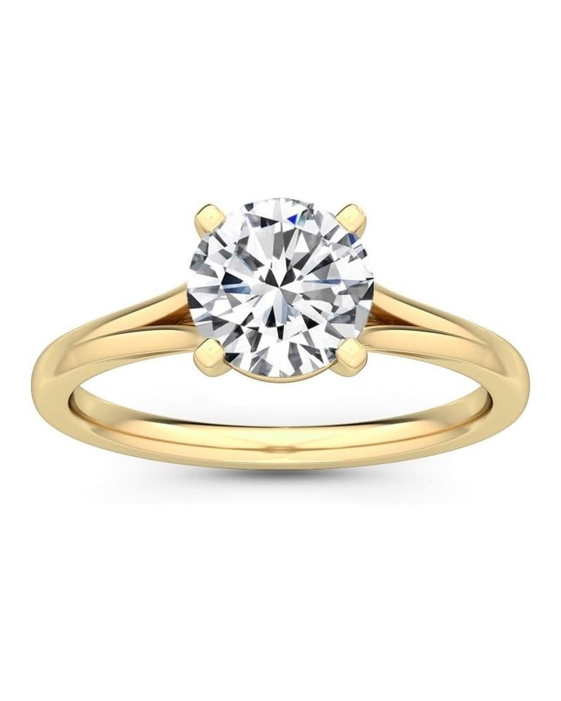 1-5 Carat (ctw) White Gold Round Cut LAB GROWN Diamond Solitaire Engagement Ring (Color H-I Clarity VS1-VS2) 6.0 Yellow Gold ...