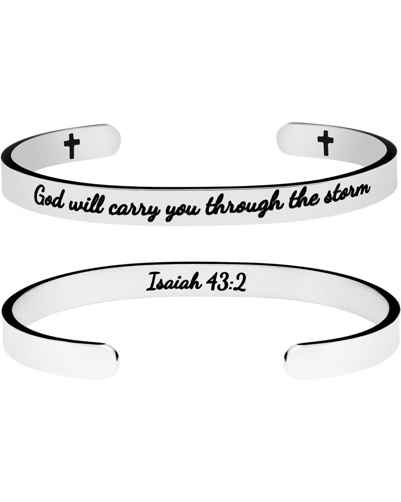 God Bracelets for Women Inspirational Jewelry for Her Christian Cuff Bangle for Girls Engraved Jesus Christ Bible Verse God W...