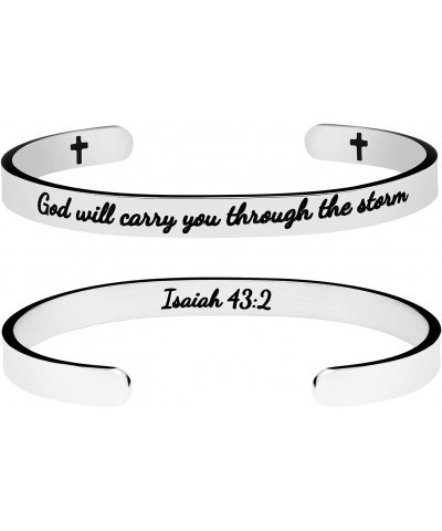 God Bracelets for Women Inspirational Jewelry for Her Christian Cuff Bangle for Girls Engraved Jesus Christ Bible Verse God W...