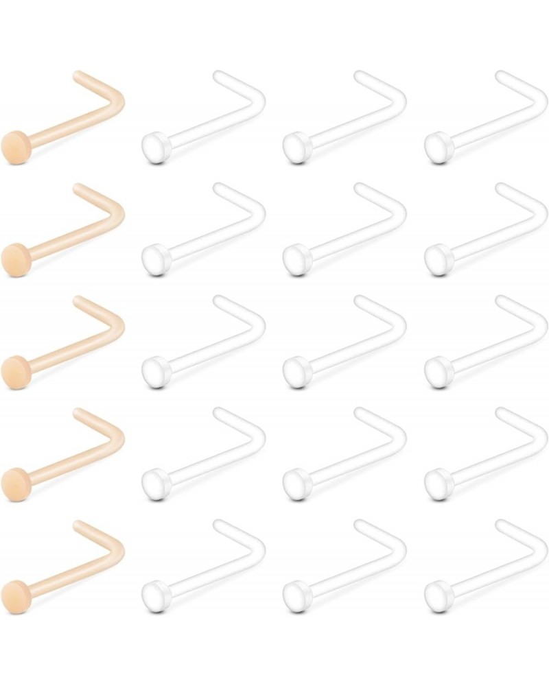 Clear Nose Studs Clear Nose Rings for Work Clear Nose Piercing Plastics Nose Retainer for Surgery Nose Ring Spacers Nose Ring...