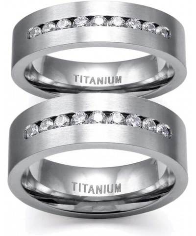 Two Rings His And Hers Couple Rings Bridal Sets Titanium Cz Brushed Finished Wedding Ring Band Set women's size 7 & men's siz...