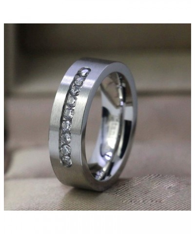 Two Rings His And Hers Couple Rings Bridal Sets Titanium Cz Brushed Finished Wedding Ring Band Set women's size 7 & men's siz...