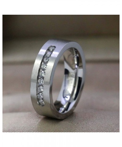 Two Rings His And Hers Couple Rings Bridal Sets Titanium Cz Brushed Finished Wedding Ring Band Set women's size 7 & men's siz...