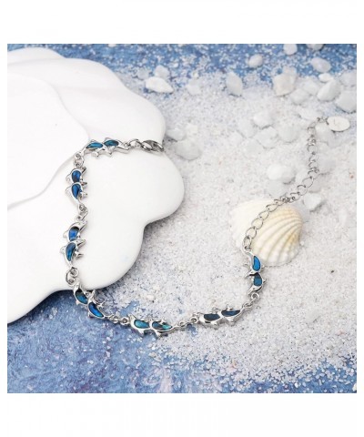 Beach Anklet Bracelet for Women Silver Plated Adjustable Abalone Shell Sea Turtle Dolphin Starfish Sand Dollar Ocean Ankle Br...