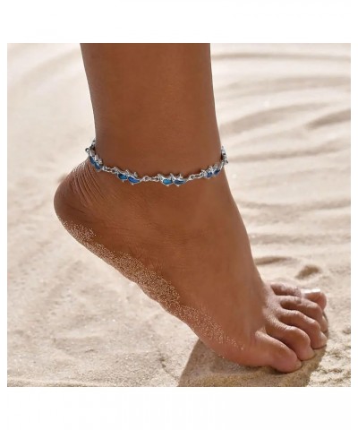 Beach Anklet Bracelet for Women Silver Plated Adjustable Abalone Shell Sea Turtle Dolphin Starfish Sand Dollar Ocean Ankle Br...