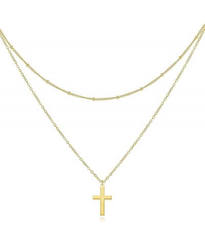 Cross Necklace for Women,18K Gold Plated Simple Cross Pendants Necklace,Dainty Jewelry Gift for Women Girls Double bead chain...