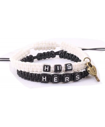 Couple Bracelets Key and Lock Braided Bracelet His and Hers Bracelets for Lover black and white $7.94 Bracelets