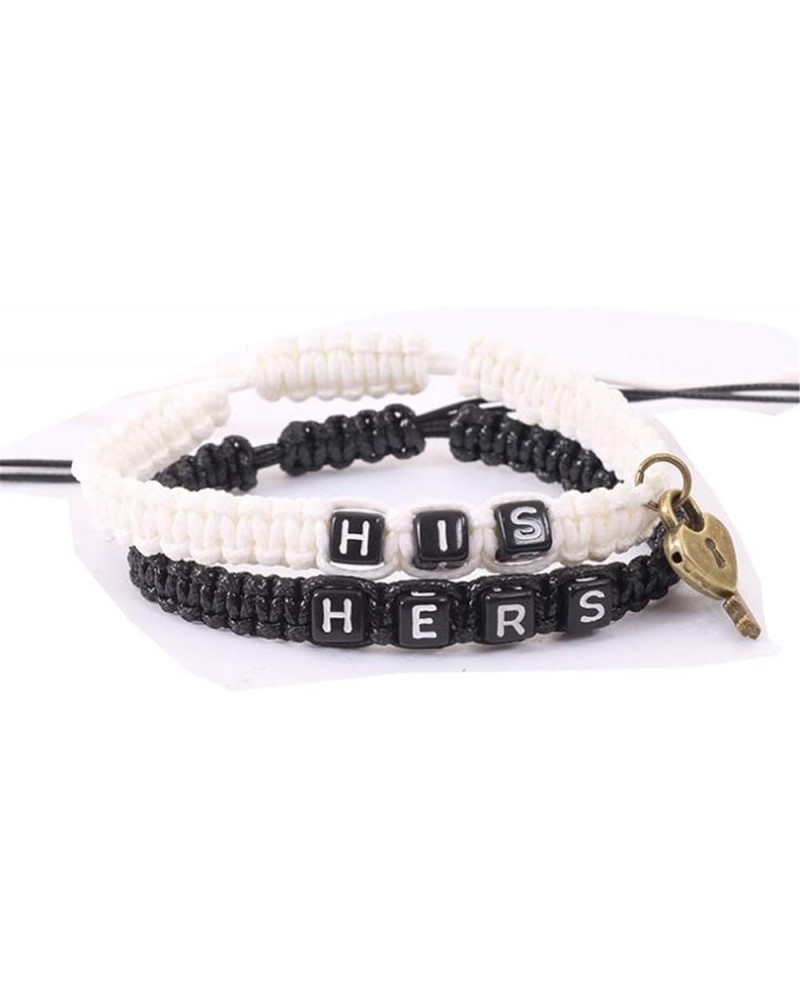 Couple Bracelets Key and Lock Braided Bracelet His and Hers Bracelets for Lover black and white $7.94 Bracelets