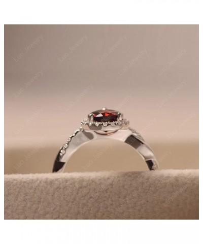 925 Sterling Silver Twist Rings Pear Shaped Halo Gemstone Ring Engagement Statement Ring for Women Garnet $60.48 Others