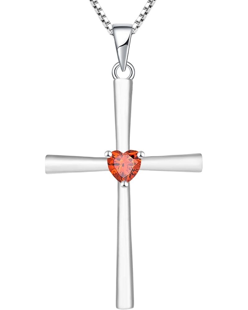 Women's Cross Necklace 925 Sterling Silver Crucifix Pendant Gemstones Criss Jewelry 01-garnet-Jan $21.42 Necklaces