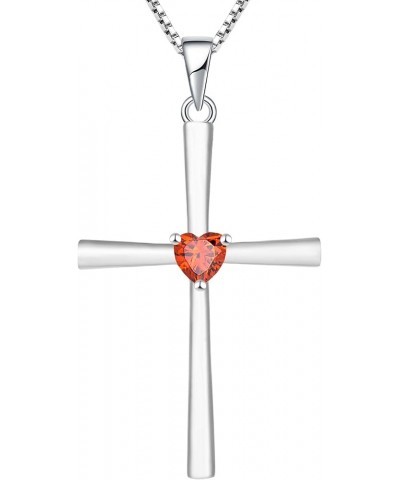 Women's Cross Necklace 925 Sterling Silver Crucifix Pendant Gemstones Criss Jewelry 01-garnet-Jan $21.42 Necklaces