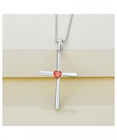 Women's Cross Necklace 925 Sterling Silver Crucifix Pendant Gemstones Criss Jewelry 01-garnet-Jan $21.42 Necklaces