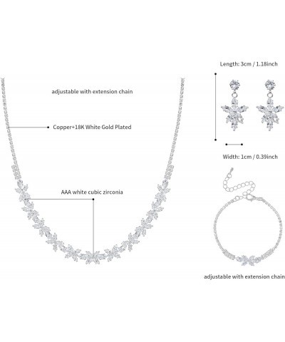 Jewelry Set for Bride Wedding Jewelry for Bridal White Gold Plated Jewelry Set for Women with AAA Cubic Zirconia for Bridal B...