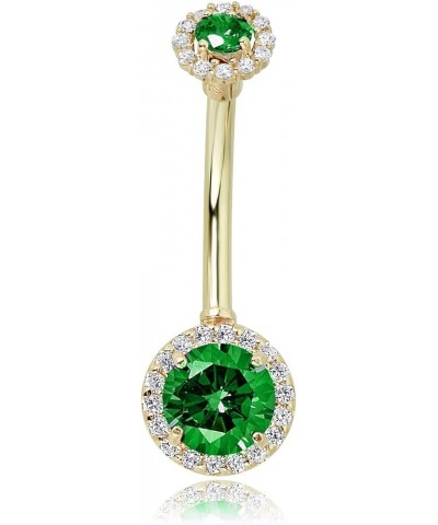 10K Gold Simulated Diamond CZ Frame Belly Button Ring Body Jewelry (14 Gauge) Green $39.00 Body Jewelry