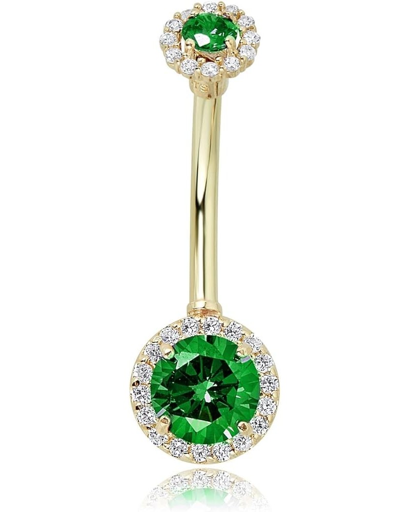 10K Gold Simulated Diamond CZ Frame Belly Button Ring Body Jewelry (14 Gauge) Green $39.00 Body Jewelry