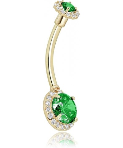 10K Gold Simulated Diamond CZ Frame Belly Button Ring Body Jewelry (14 Gauge) Green $39.00 Body Jewelry