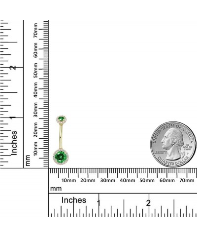 10K Gold Simulated Diamond CZ Frame Belly Button Ring Body Jewelry (14 Gauge) Green $39.00 Body Jewelry