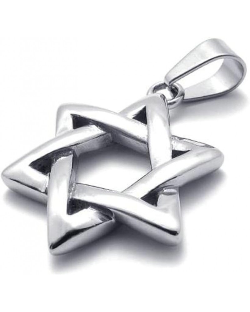 Polished Stainless Steel Necklace Lucky Star of David Pendant Silver 18-28inches Chain 24.0 Inches $8.39 Necklaces