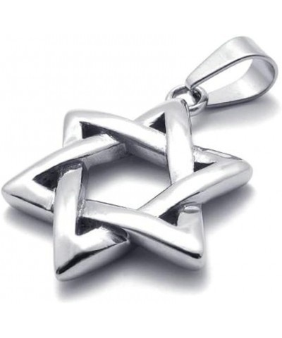 Polished Stainless Steel Necklace Lucky Star of David Pendant Silver 18-28inches Chain 24.0 Inches $8.39 Necklaces