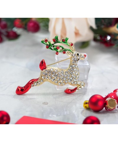 Holiday Christmas Jewelry Xmas Tree Brooch Pin With Colorful Crystal Lights & Ornaments Red $10.79 Brooches & Pins