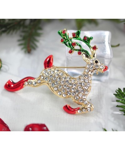 Holiday Christmas Jewelry Xmas Tree Brooch Pin With Colorful Crystal Lights & Ornaments Red $10.79 Brooches & Pins