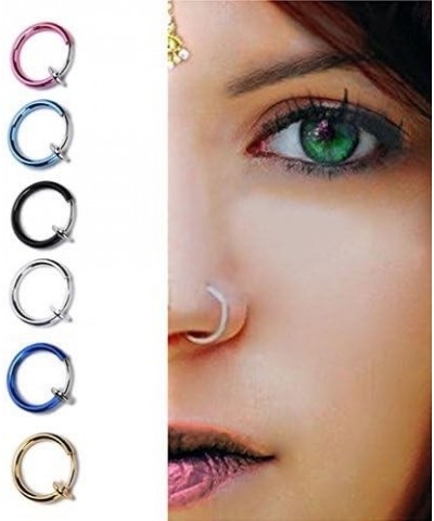 Clip-On Spring Action Non-Piercing Fake Septum Lip Cartilage Nose Tragus Ring Steel $7.19 Body Jewelry