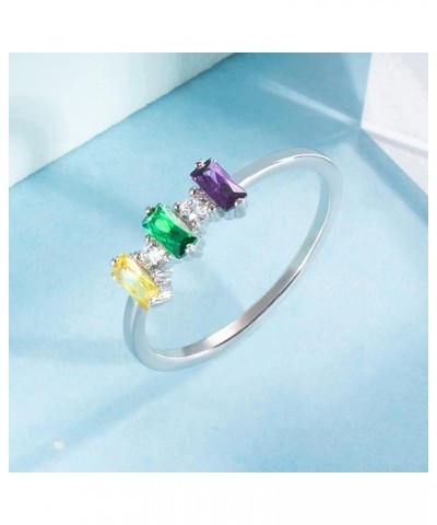 Custom Birthstone Rings For Mother 925 Sterling Silver Women Statement Rings With Cubic Zirconia Personalized 1-5 Birthstones...