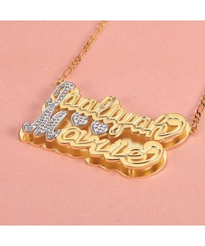 Name Necklace Personalized Name Plate Necklaces Custom Name Necklace for Women Double Plated Name Necklace Gold Name Plate Ne...