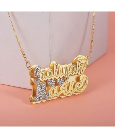 Name Necklace Personalized Name Plate Necklaces Custom Name Necklace for Women Double Plated Name Necklace Gold Name Plate Ne...