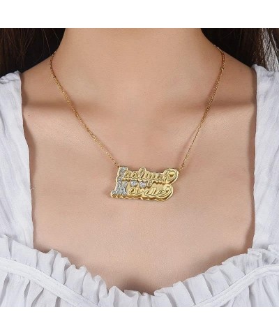 Name Necklace Personalized Name Plate Necklaces Custom Name Necklace for Women Double Plated Name Necklace Gold Name Plate Ne...