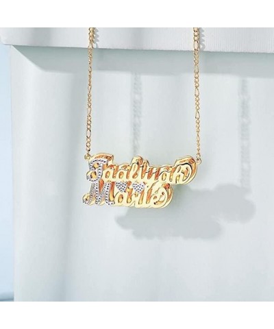 Name Necklace Personalized Name Plate Necklaces Custom Name Necklace for Women Double Plated Name Necklace Gold Name Plate Ne...