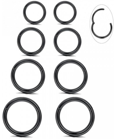 8Pcs G23 Titanium Hinged Clicker Segment Nose Rings Hoop Septum Nose Lip Ring Hoop for Women Men Helix Cartilage Daith Tragus...