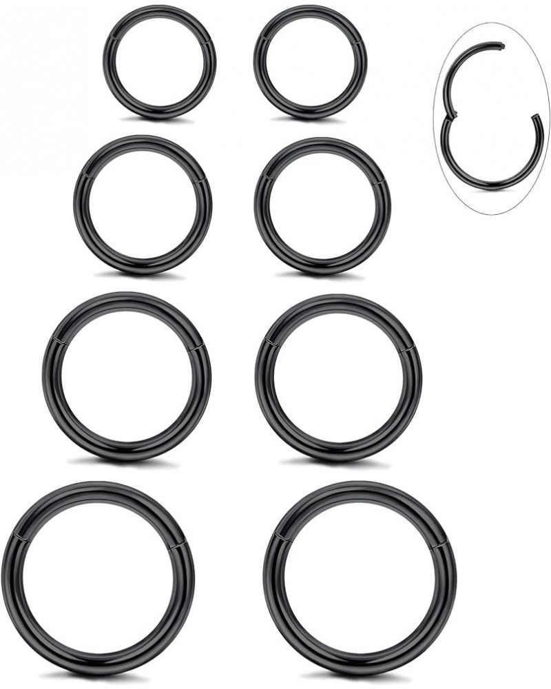 8Pcs G23 Titanium Hinged Clicker Segment Nose Rings Hoop Septum Nose Lip Ring Hoop for Women Men Helix Cartilage Daith Tragus...