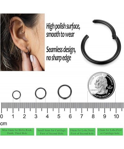 8Pcs G23 Titanium Hinged Clicker Segment Nose Rings Hoop Septum Nose Lip Ring Hoop for Women Men Helix Cartilage Daith Tragus...